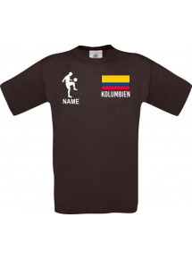 Männer-Shirt Fussballshirt Kolumbien mit Ihrem Wunschnamen bedruckt, braun, L