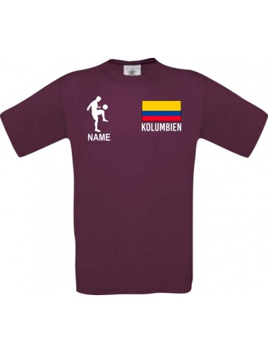 Männer-Shirt Fussballshirt Kolumbien mit Ihrem Wunschnamen bedruckt, burgundy, L
