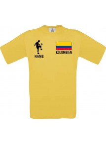 Männer-Shirt Fussballshirt Kolumbien mit Ihrem Wunschnamen bedruckt, gelb, L