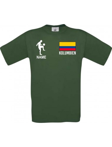 Männer-Shirt Fussballshirt Kolumbien mit Ihrem Wunschnamen bedruckt, grün, L