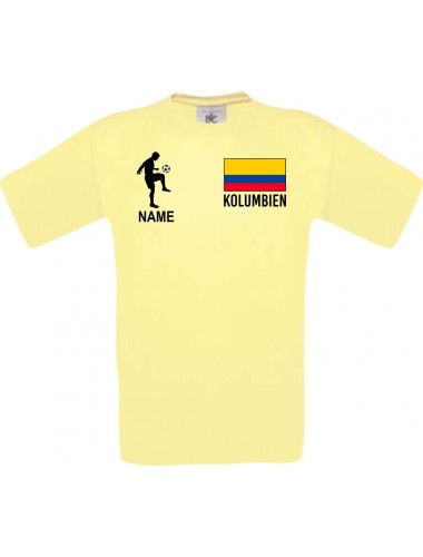Männer-Shirt Fussballshirt Kolumbien mit Ihrem Wunschnamen bedruckt, hellgelb, L