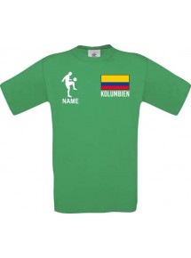 Männer-Shirt Fussballshirt Kolumbien mit Ihrem Wunschnamen bedruckt, kelly, L