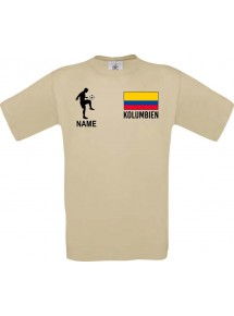 Männer-Shirt Fussballshirt Kolumbien mit Ihrem Wunschnamen bedruckt, khaki, L