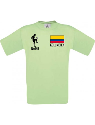 Männer-Shirt Fussballshirt Kolumbien mit Ihrem Wunschnamen bedruckt, mint, L