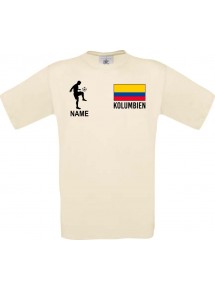 Männer-Shirt Fussballshirt Kolumbien mit Ihrem Wunschnamen bedruckt, natur, L
