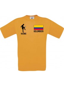 Männer-Shirt Fussballshirt Kolumbien mit Ihrem Wunschnamen bedruckt, orange, L