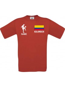 Männer-Shirt Fussballshirt Kolumbien mit Ihrem Wunschnamen bedruckt, rot, L