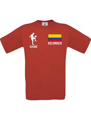 Männer-Shirt Fussballshirt Kolumbien mit Ihrem Wunschnamen bedruckt, rot, L
