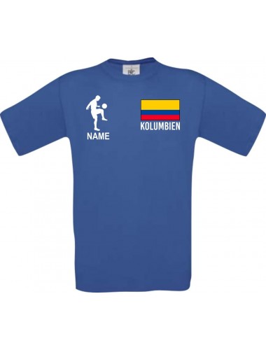 Männer-Shirt Fussballshirt Kolumbien mit Ihrem Wunschnamen bedruckt, royal, L
