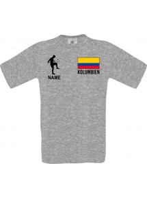 Männer-Shirt Fussballshirt Kolumbien mit Ihrem Wunschnamen bedruckt, sportsgrey, L
