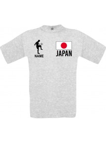 Männer-Shirt Fussballshirt Japan mit Ihrem Wunschnamen bedruckt, ash, L