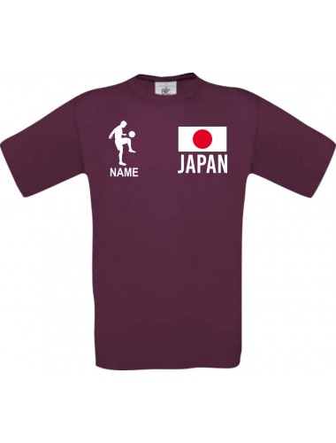 Männer-Shirt Fussballshirt Japan mit Ihrem Wunschnamen bedruckt, burgundy, L