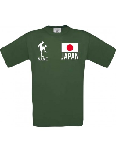 Männer-Shirt Fussballshirt Japan mit Ihrem Wunschnamen bedruckt, grün, L