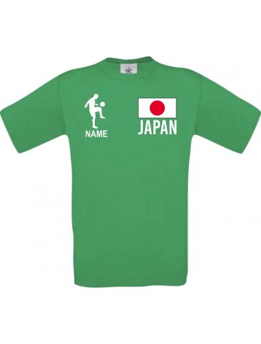Männer-Shirt Fussballshirt Japan mit Ihrem Wunschnamen bedruckt, kelly, L
