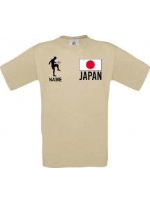 Männer-Shirt Fussballshirt Japan mit Ihrem Wunschnamen bedruckt, khaki, L