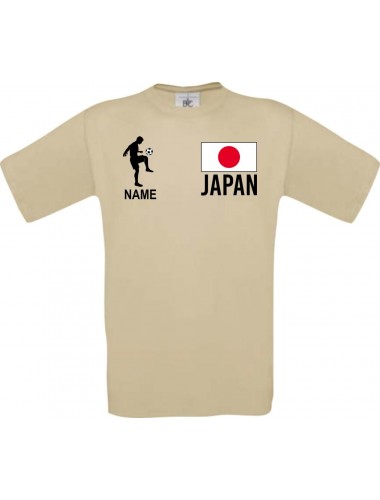 Männer-Shirt Fussballshirt Japan mit Ihrem Wunschnamen bedruckt, khaki, L
