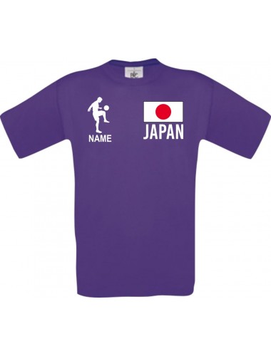 Männer-Shirt Fussballshirt Japan mit Ihrem Wunschnamen bedruckt, lila, L