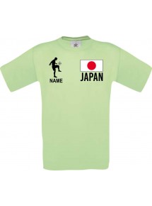 Männer-Shirt Fussballshirt Japan mit Ihrem Wunschnamen bedruckt, mint, L