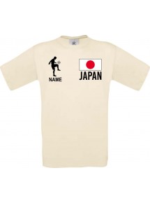 Männer-Shirt Fussballshirt Japan mit Ihrem Wunschnamen bedruckt, natur, L