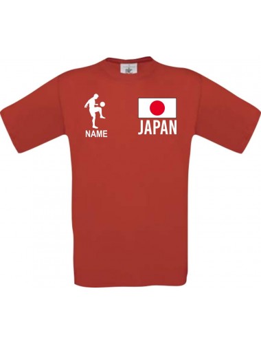 Männer-Shirt Fussballshirt Japan mit Ihrem Wunschnamen bedruckt, rot, L