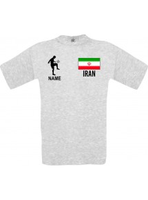 Männer-Shirt Fussballshirt Iran mit Ihrem Wunschnamen bedruckt, ash, L