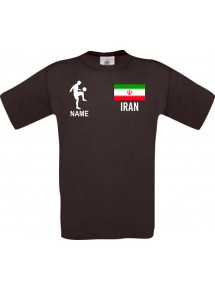 Männer-Shirt Fussballshirt Iran mit Ihrem Wunschnamen bedruckt, braun, L