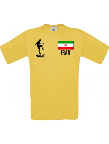 Männer-Shirt Fussballshirt Iran mit Ihrem Wunschnamen bedruckt, gelb, L