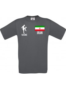 Männer-Shirt Fussballshirt Iran mit Ihrem Wunschnamen bedruckt, grau, L
