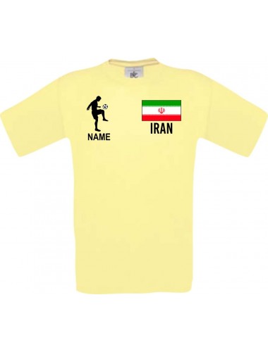 Männer-Shirt Fussballshirt Iran mit Ihrem Wunschnamen bedruckt, hellgelb, L