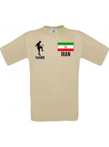 Männer-Shirt Fussballshirt Iran mit Ihrem Wunschnamen bedruckt, khaki, L