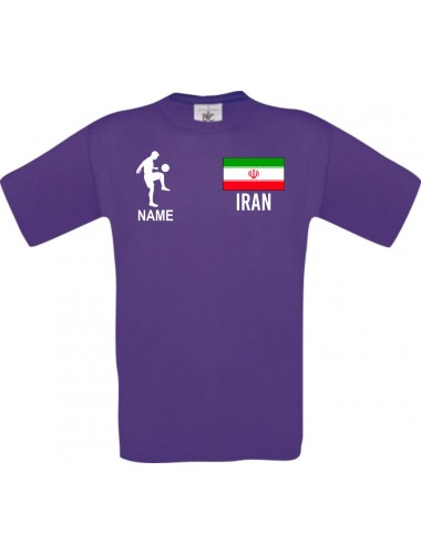 Männer-Shirt Fussballshirt Iran mit Ihrem Wunschnamen bedruckt, lila, L
