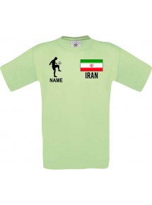Männer-Shirt Fussballshirt Iran mit Ihrem Wunschnamen bedruckt, mint, L