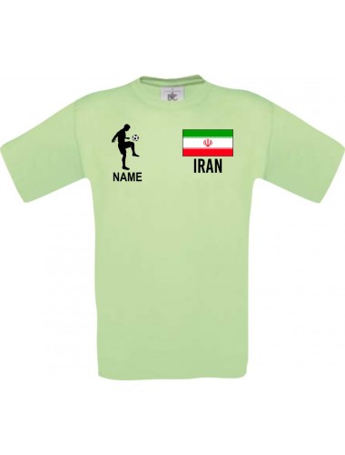 Männer-Shirt Fussballshirt Iran mit Ihrem Wunschnamen bedruckt, mint, L