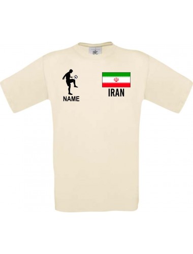 Männer-Shirt Fussballshirt Iran mit Ihrem Wunschnamen bedruckt, natur, L