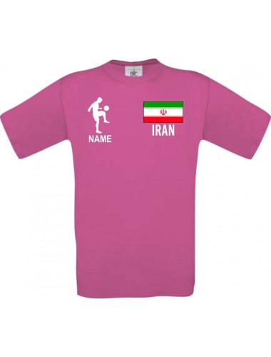 Männer-Shirt Fussballshirt Iran mit Ihrem Wunschnamen bedruckt, pink, L