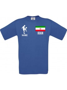 Männer-Shirt Fussballshirt Iran mit Ihrem Wunschnamen bedruckt, royal, L