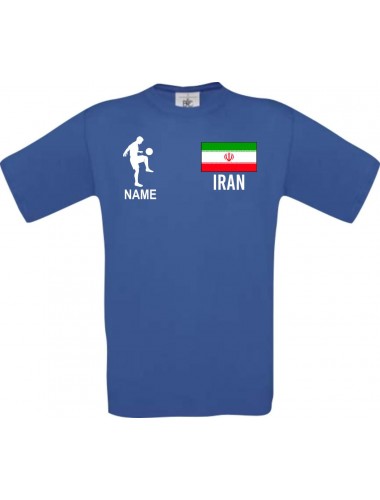Männer-Shirt Fussballshirt Iran mit Ihrem Wunschnamen bedruckt, royal, L