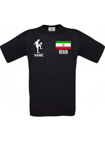 Männer-Shirt Fussballshirt Iran mit Ihrem Wunschnamen bedruckt, schwarz, L