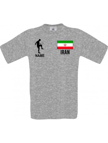 Männer-Shirt Fussballshirt Iran mit Ihrem Wunschnamen bedruckt, sportsgrey, L