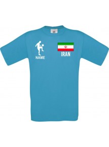 Männer-Shirt Fussballshirt Iran mit Ihrem Wunschnamen bedruckt, türkis, L