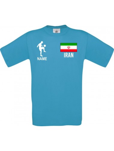 Männer-Shirt Fussballshirt Iran mit Ihrem Wunschnamen bedruckt, türkis, L