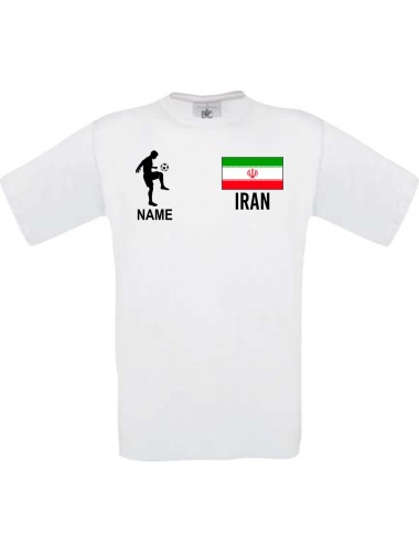 Männer-Shirt Fussballshirt Iran mit Ihrem Wunschnamen bedruckt, weiss, L