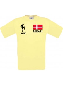 Männer-Shirt Fussballshirt Dänemark mit Ihrem Wunschnamen bedruckt, hellgelb, L