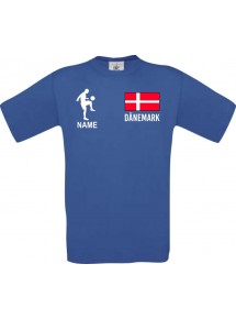 Männer-Shirt Fussballshirt Dänemark mit Ihrem Wunschnamen bedruckt, royal, L