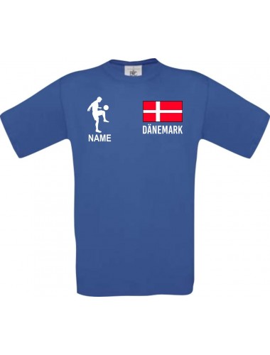 Männer-Shirt Fussballshirt Dänemark mit Ihrem Wunschnamen bedruckt, royal, L