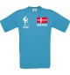 Männer-Shirt Fussballshirt Dänemark mit Ihrem Wunschnamen bedruckt, türkis, L