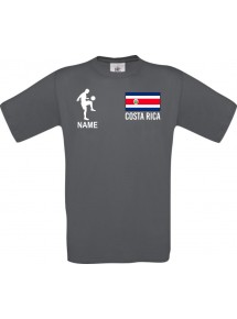 Männer-Shirt Fussballshirt Costa Rica mit Ihrem Wunschnamen bedruckt, grau, L