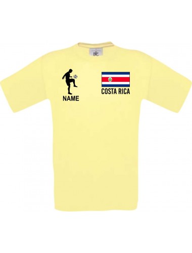 Männer-Shirt Fussballshirt Costa Rica mit Ihrem Wunschnamen bedruckt, hellgelb, L
