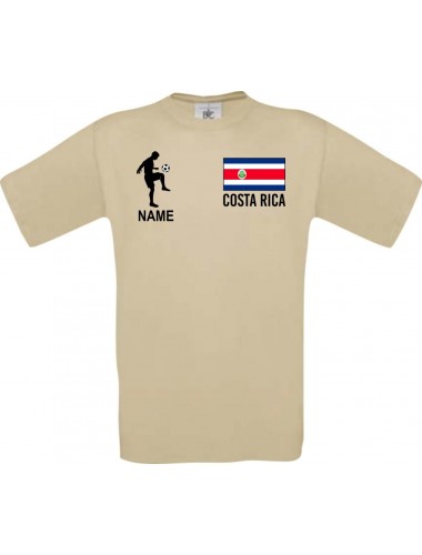 Männer-Shirt Fussballshirt Costa Rica mit Ihrem Wunschnamen bedruckt, khaki, L