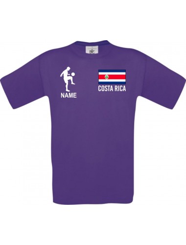 Männer-Shirt Fussballshirt Costa Rica mit Ihrem Wunschnamen bedruckt, lila, L